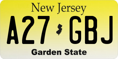 NJ license plate A27GBJ