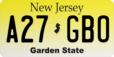 NJ license plate A27GBO
