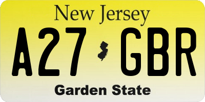 NJ license plate A27GBR