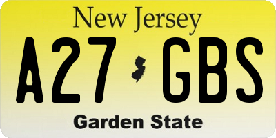 NJ license plate A27GBS