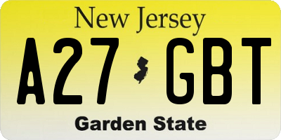 NJ license plate A27GBT