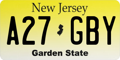 NJ license plate A27GBY
