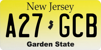 NJ license plate A27GCB