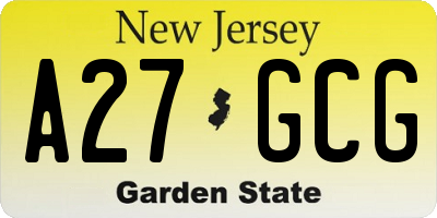 NJ license plate A27GCG