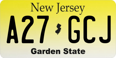 NJ license plate A27GCJ