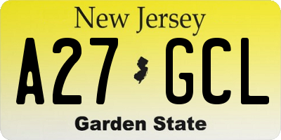 NJ license plate A27GCL