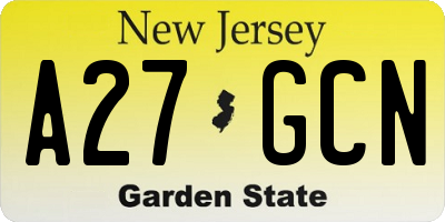NJ license plate A27GCN