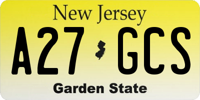 NJ license plate A27GCS