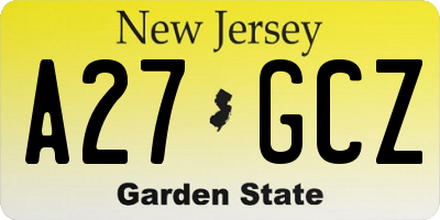 NJ license plate A27GCZ