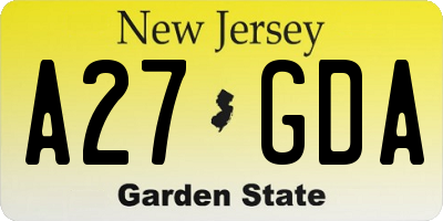 NJ license plate A27GDA