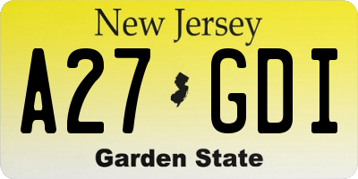 NJ license plate A27GDI