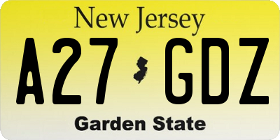 NJ license plate A27GDZ