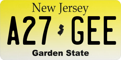 NJ license plate A27GEE