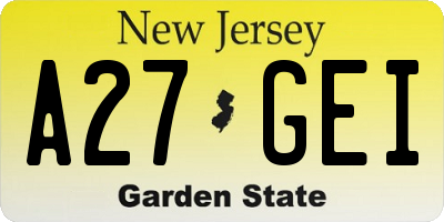 NJ license plate A27GEI