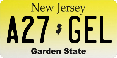 NJ license plate A27GEL