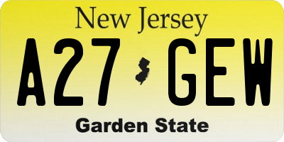 NJ license plate A27GEW