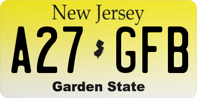 NJ license plate A27GFB