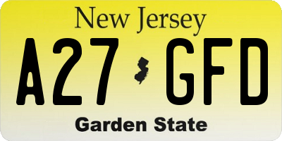 NJ license plate A27GFD