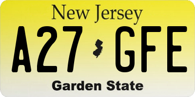 NJ license plate A27GFE