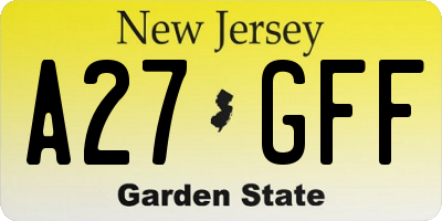NJ license plate A27GFF