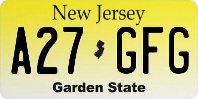 NJ license plate A27GFG