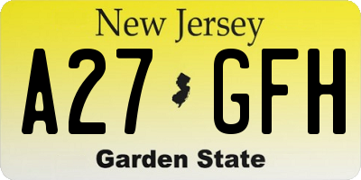 NJ license plate A27GFH