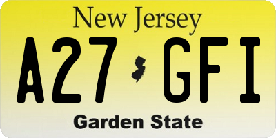 NJ license plate A27GFI