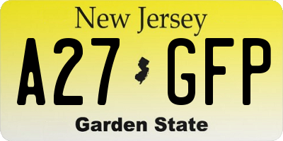 NJ license plate A27GFP