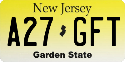 NJ license plate A27GFT
