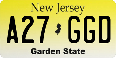 NJ license plate A27GGD