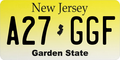 NJ license plate A27GGF