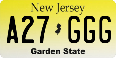 NJ license plate A27GGG