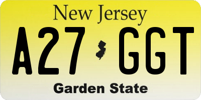 NJ license plate A27GGT