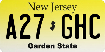 NJ license plate A27GHC