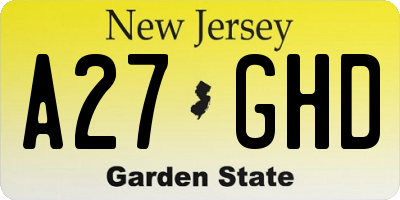 NJ license plate A27GHD
