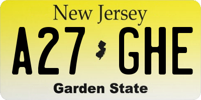 NJ license plate A27GHE