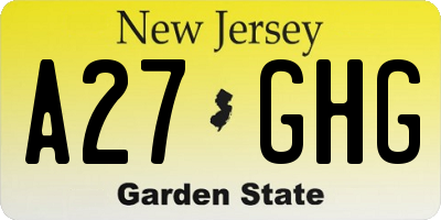 NJ license plate A27GHG