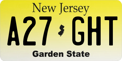 NJ license plate A27GHT