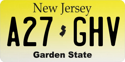 NJ license plate A27GHV