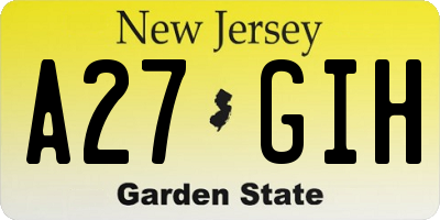 NJ license plate A27GIH