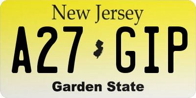 NJ license plate A27GIP