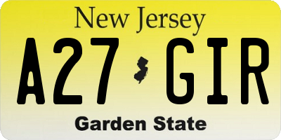 NJ license plate A27GIR