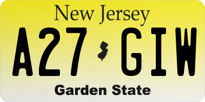 NJ license plate A27GIW