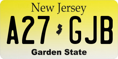 NJ license plate A27GJB