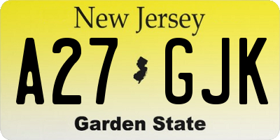 NJ license plate A27GJK