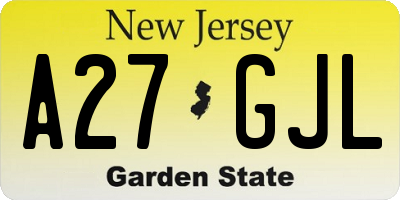 NJ license plate A27GJL