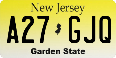 NJ license plate A27GJQ