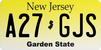 NJ license plate A27GJS