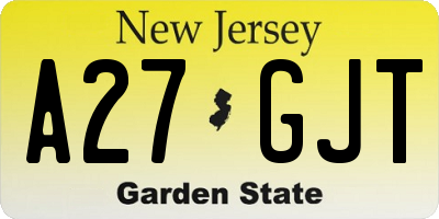 NJ license plate A27GJT