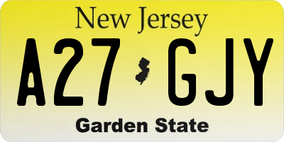 NJ license plate A27GJY